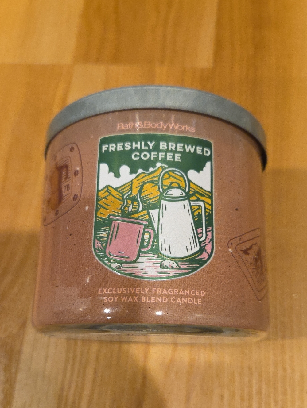 Bath & Body Works Freshly Brewed Coffee Candle - Brown, Green, Pink